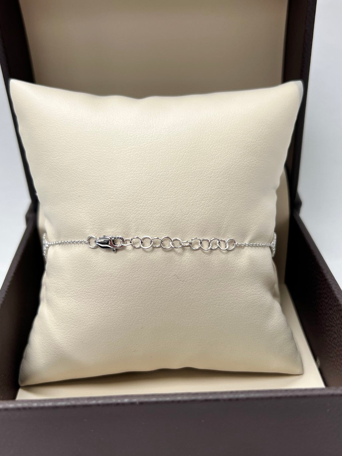 14K White Gold Diamond Clover Bracelet