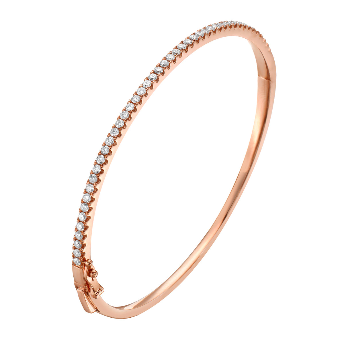 Classic 14K Rose Gold Diamond Bangle, 0.92ct