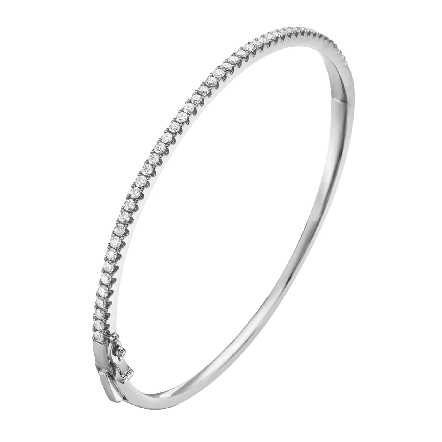 Classic 14K White Gold Diamond Bangle, 0.92ct