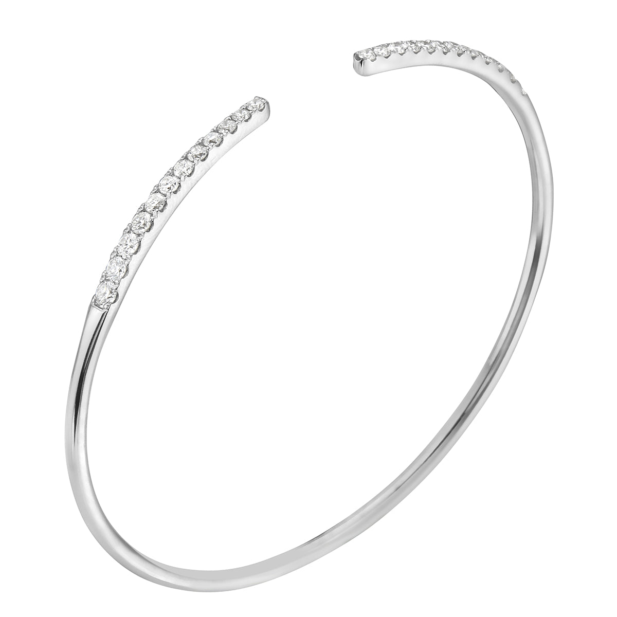 14K White Gold Diamond Claw Bangle, 0.81ct
