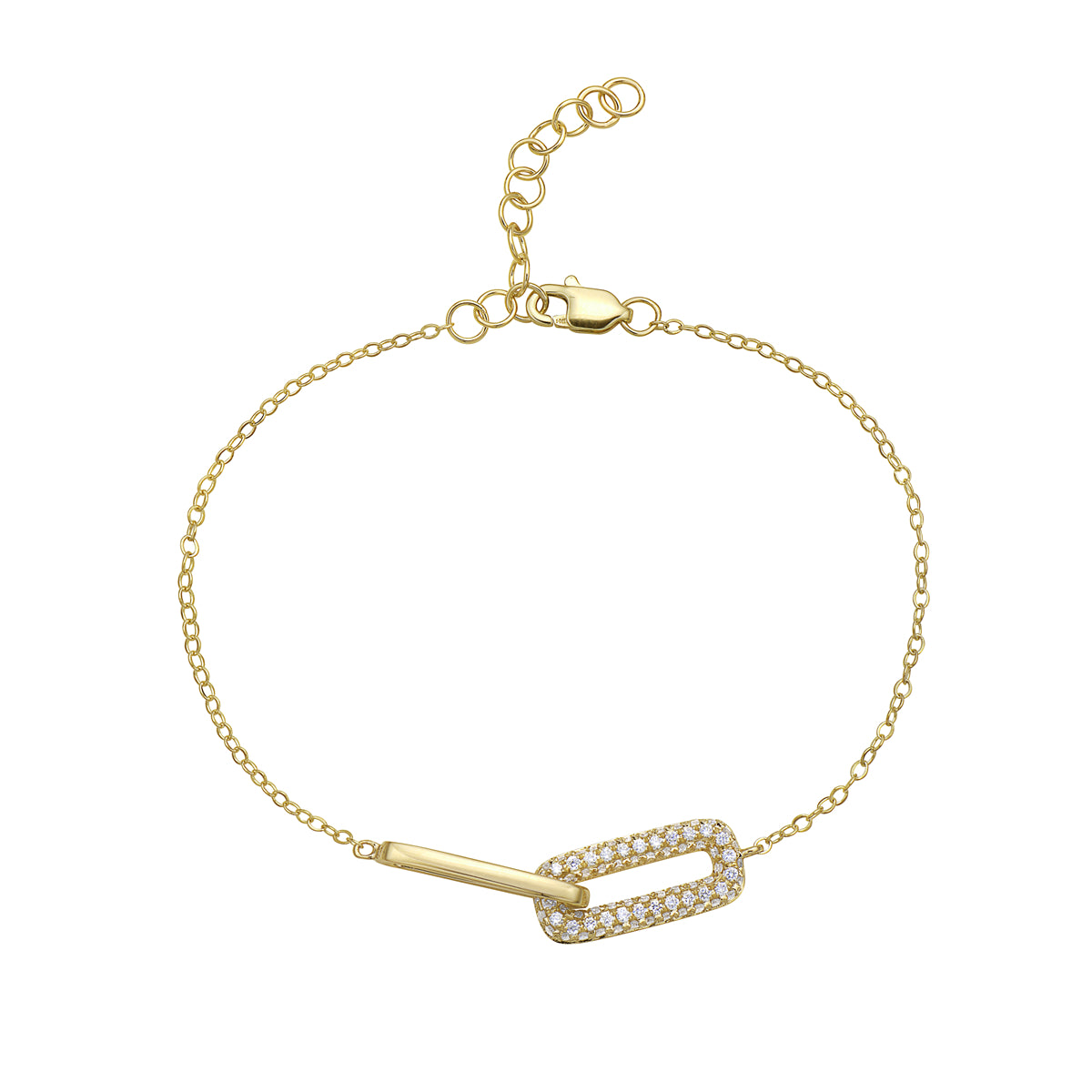 14K Yellow Gold Diamond Paperclip Bracelet, 0.41ct