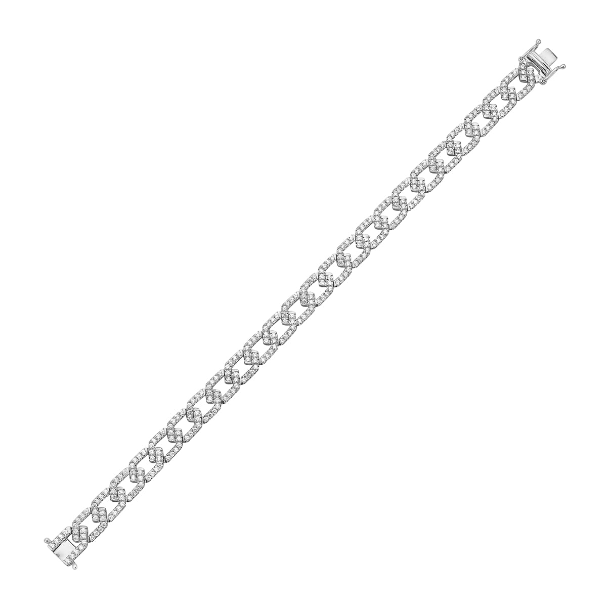 14K White Gold Diamond Locking Links Bracelet, 2.83ct