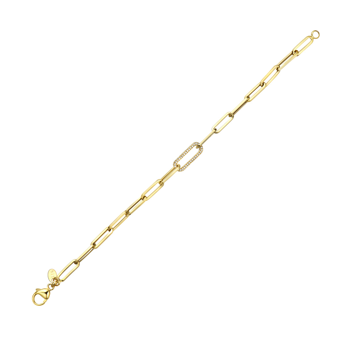 14K Yellow Gold Solitaire Diamond Paperclip Link Bracelet, 0.36ct