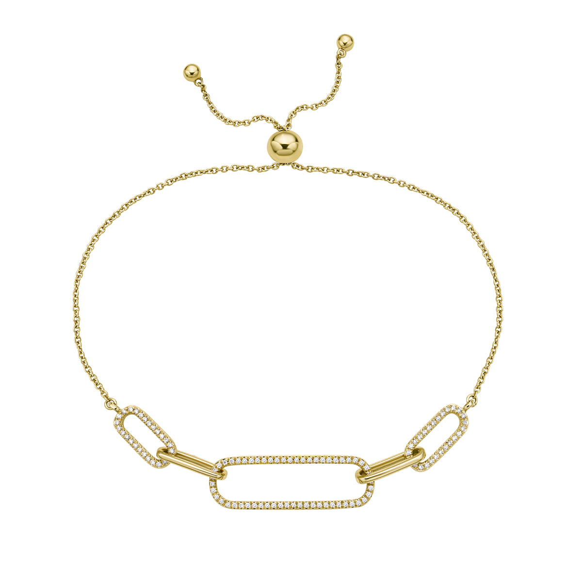 14K Yellow Gold Diamond Bolo Bracelet, 0.2ct