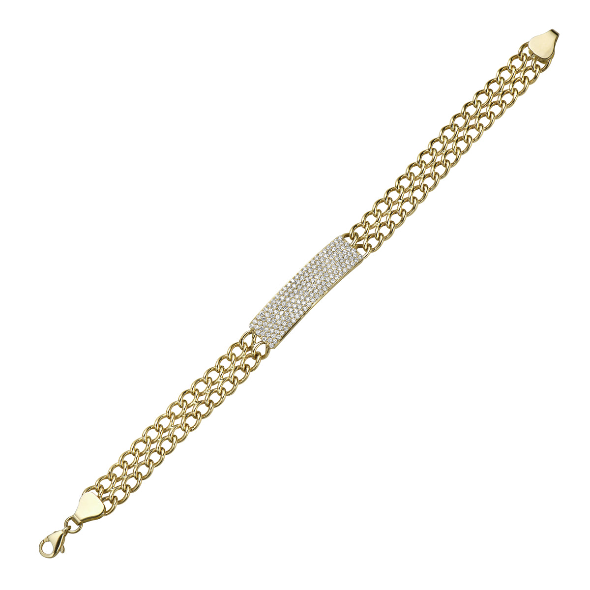14K Yellow Gold Multi Row Diamond Bracelet, 1.47ct