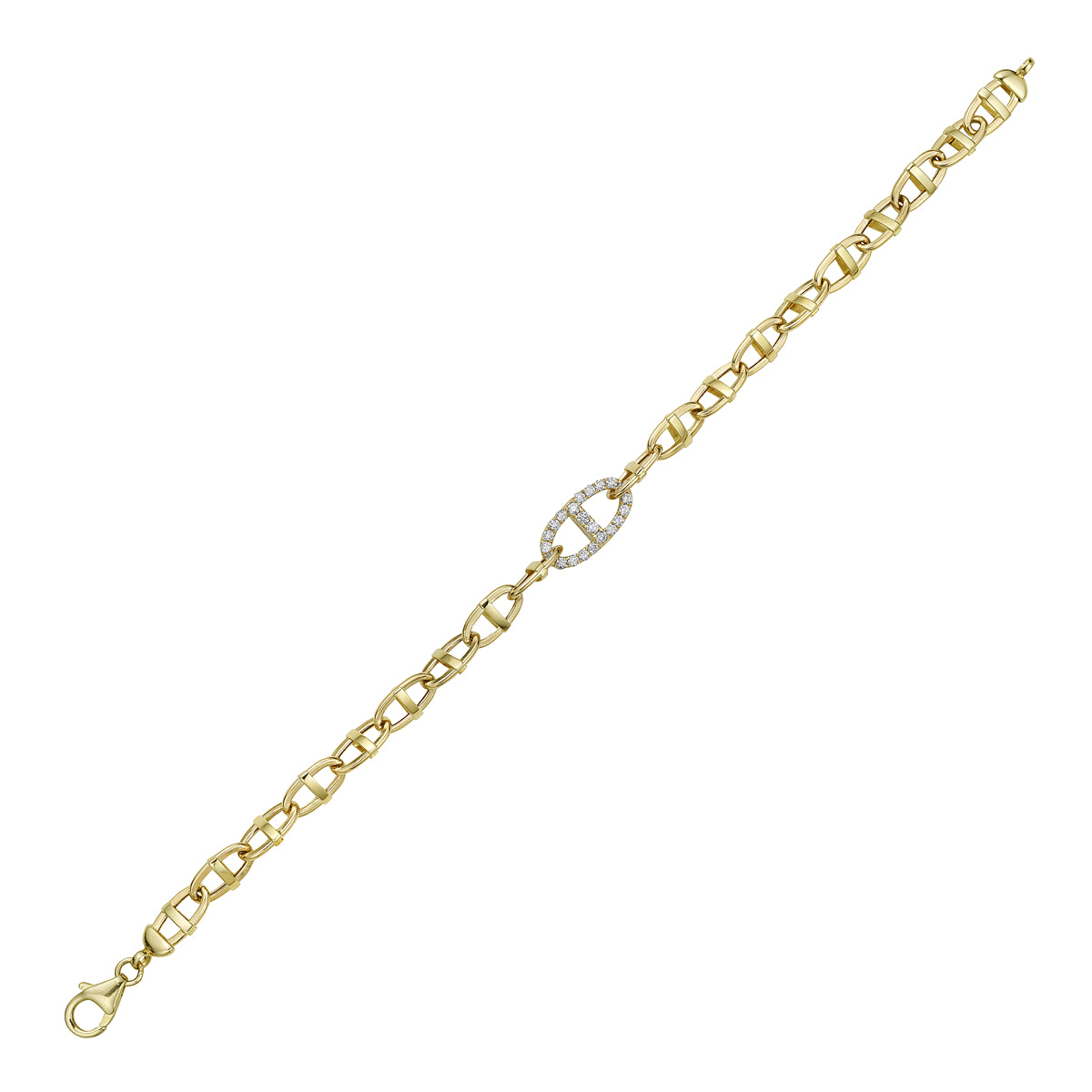 14K Yellow Gold Diamond Link Bracelet, 0.65ct