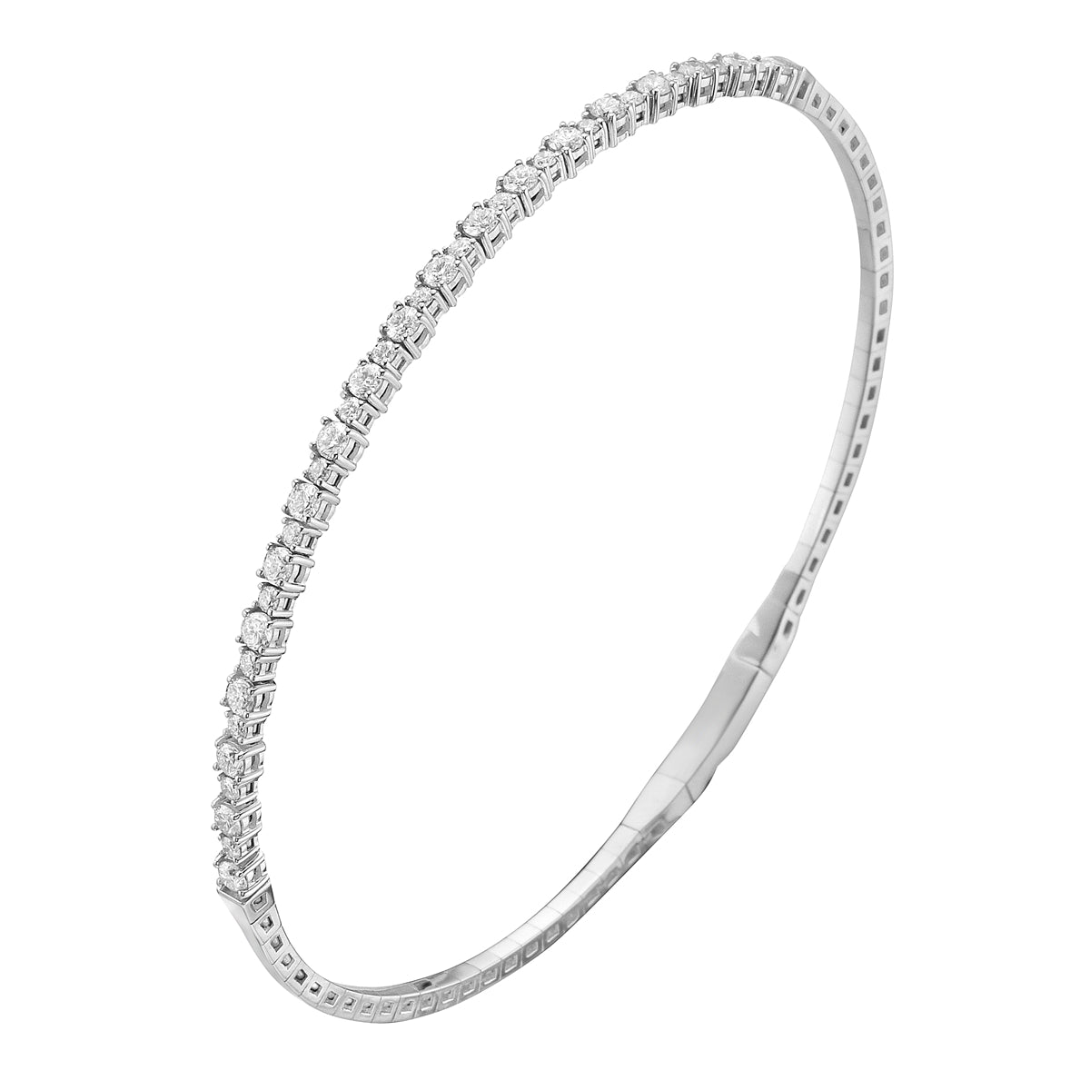 14K White Gold Diamond Bangle, 1.03ct