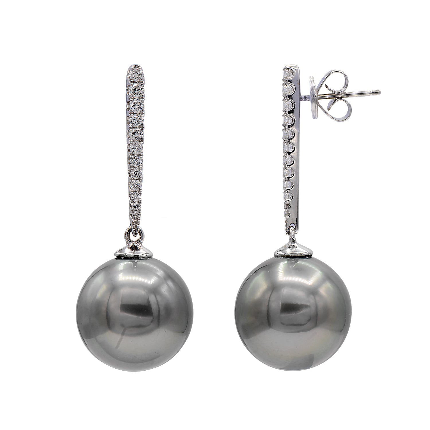 E012500A-T - Earrings 14KW/1.4G Tahitian 24RD-0.19CT 10-11mm