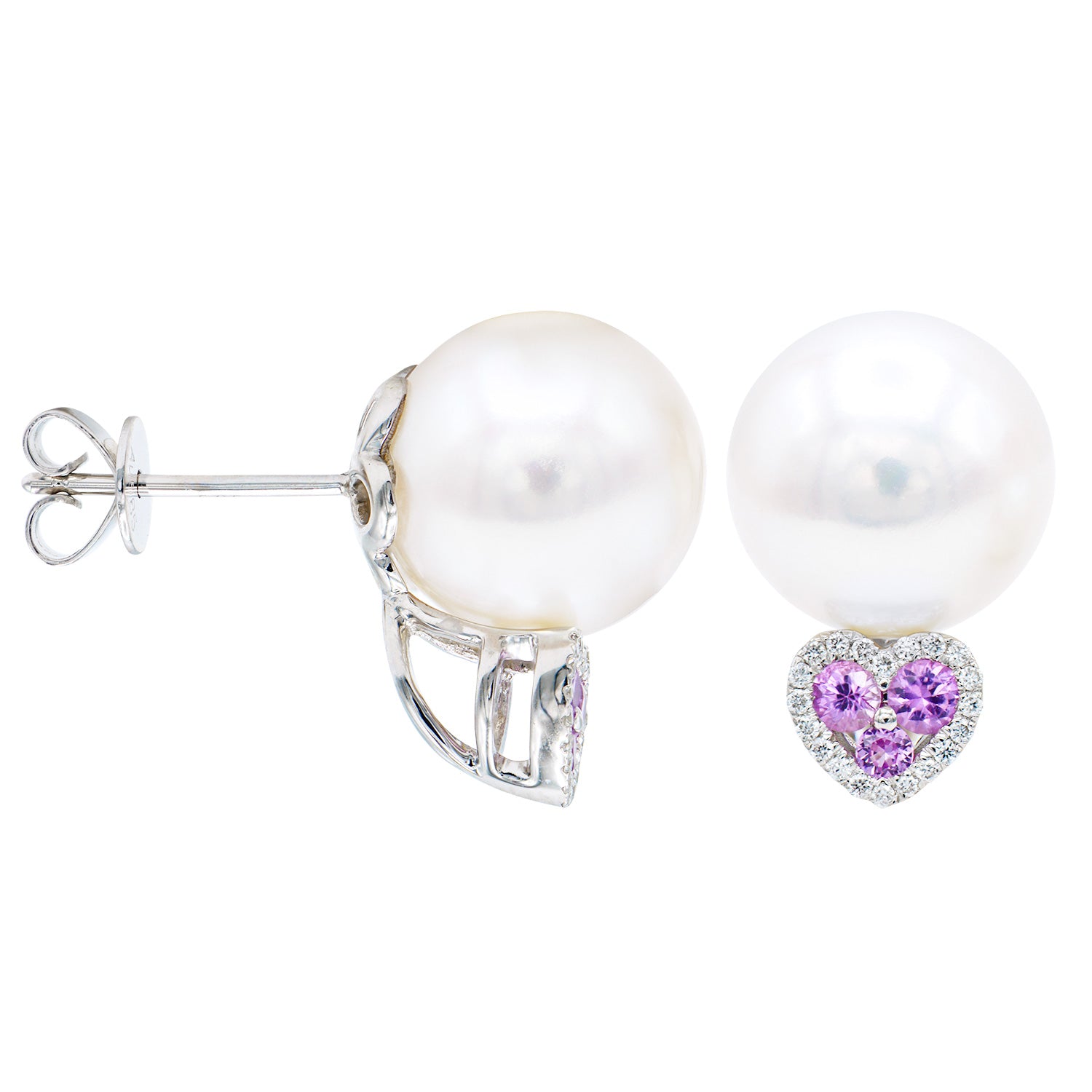 14K White Gold Pink Sapphire Earrings, 9-10mm, 0.23ct