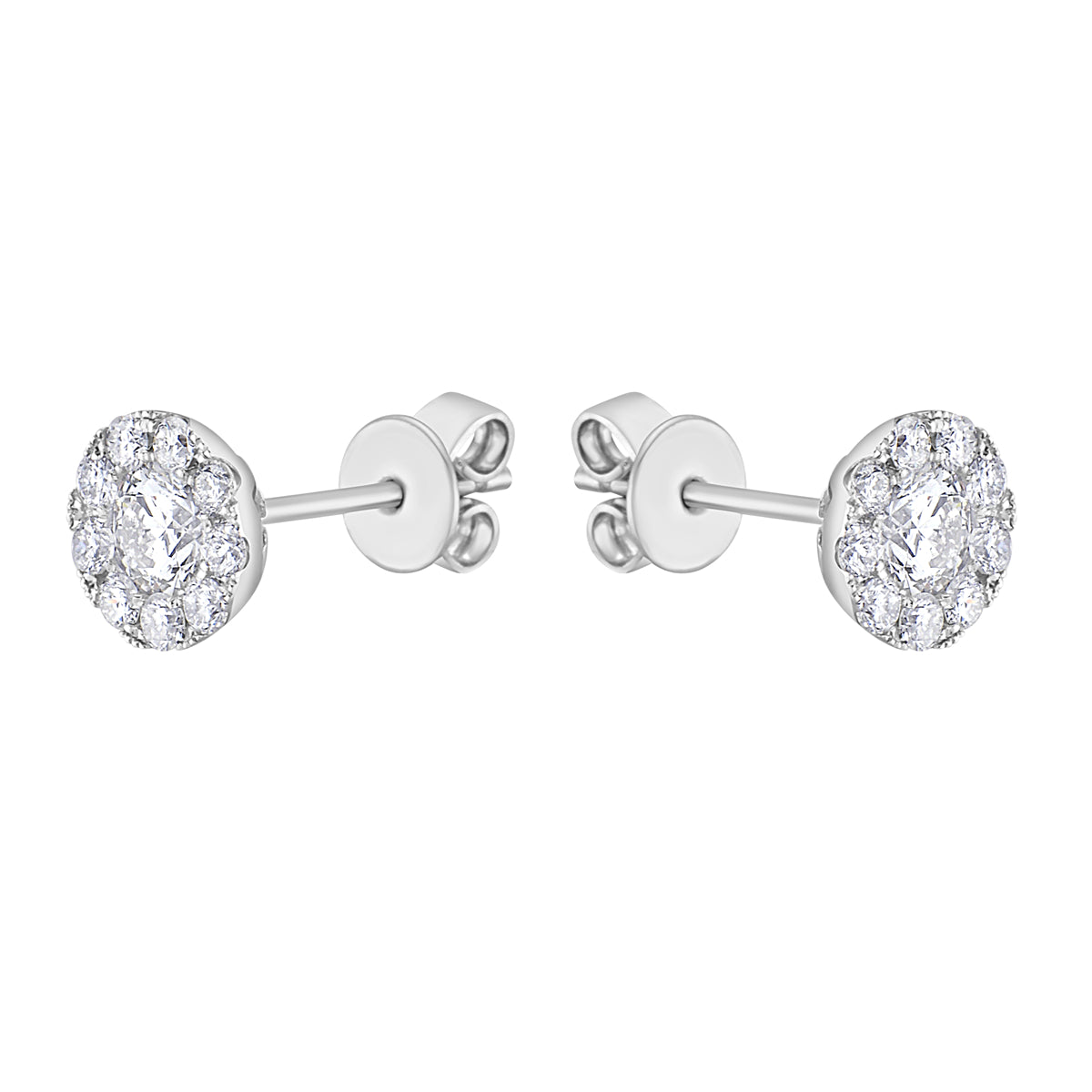 14K White Gold Diamond Large Cluster Stud, 0.78ct