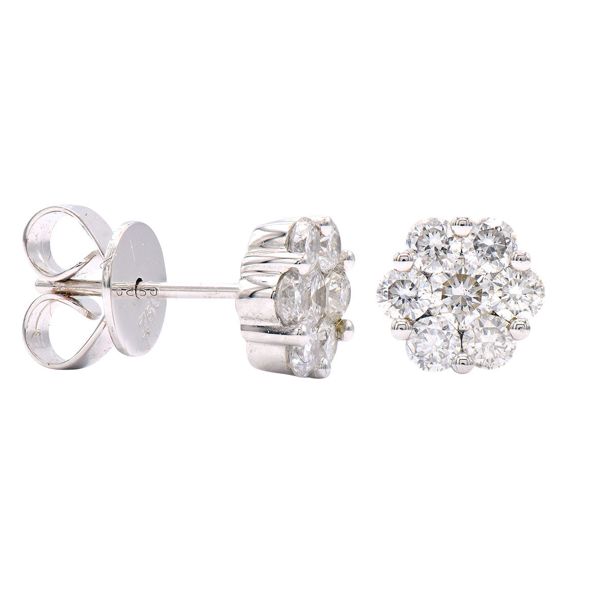 14K White Gold Naomi Stud Earrings - Medium, 0.59ct