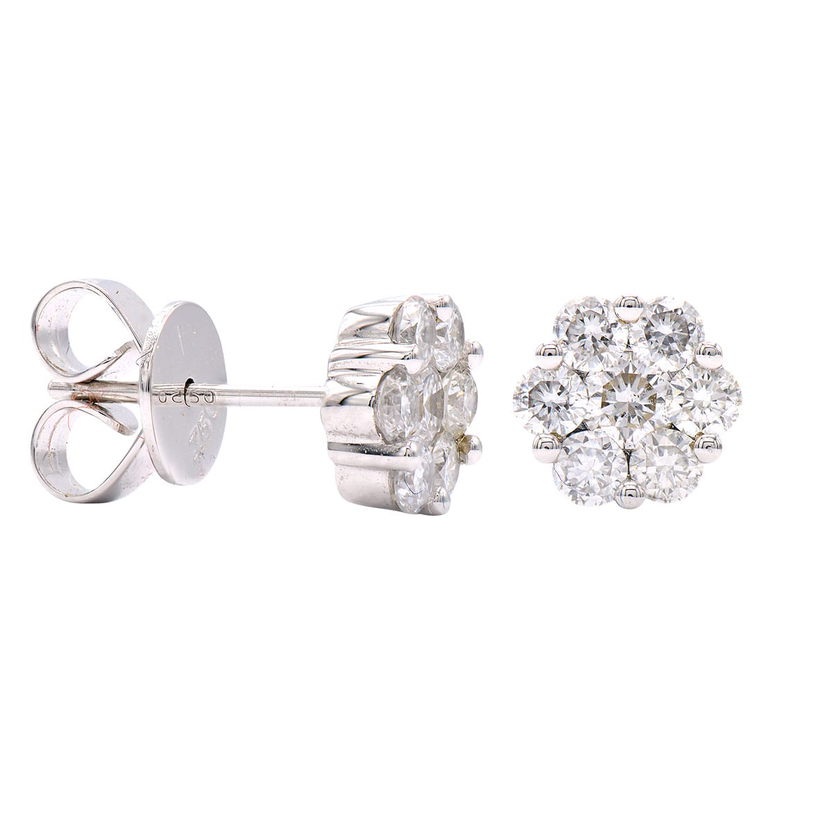14K White Gold Naomi Stud Earrings - Medium, 0.59ct