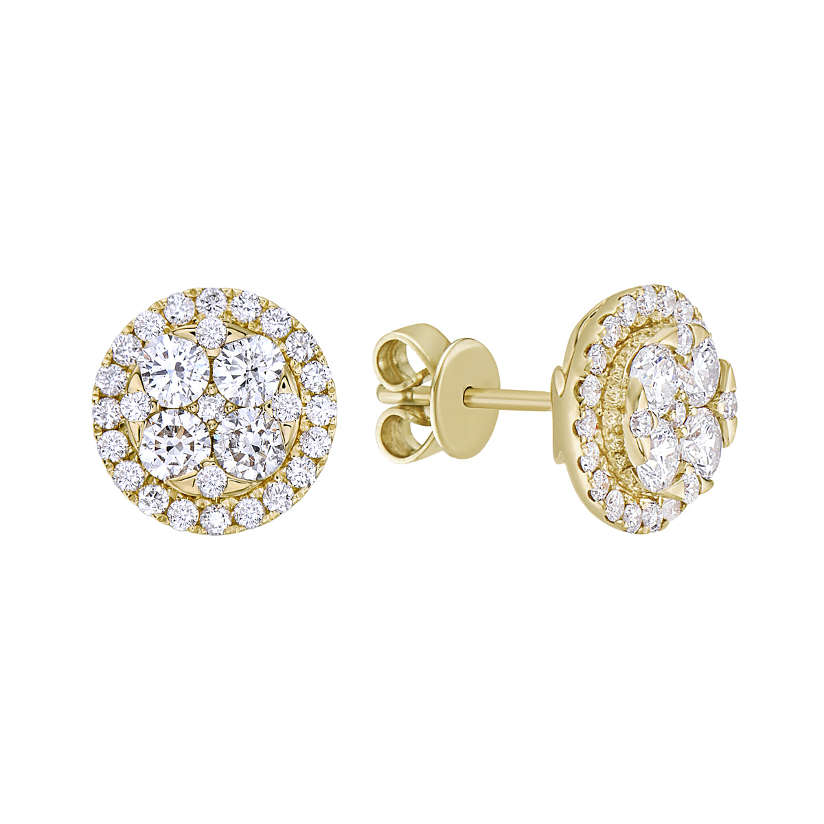 14K Yellow Gold Rebecca Diamond Cluster Stud, 0.92ct