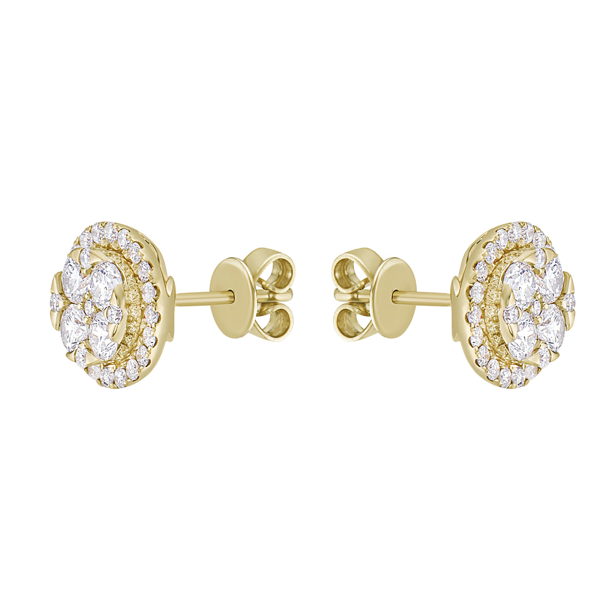 14K Yellow Gold Rebecca Diamond Cluster Stud, 0.92ct