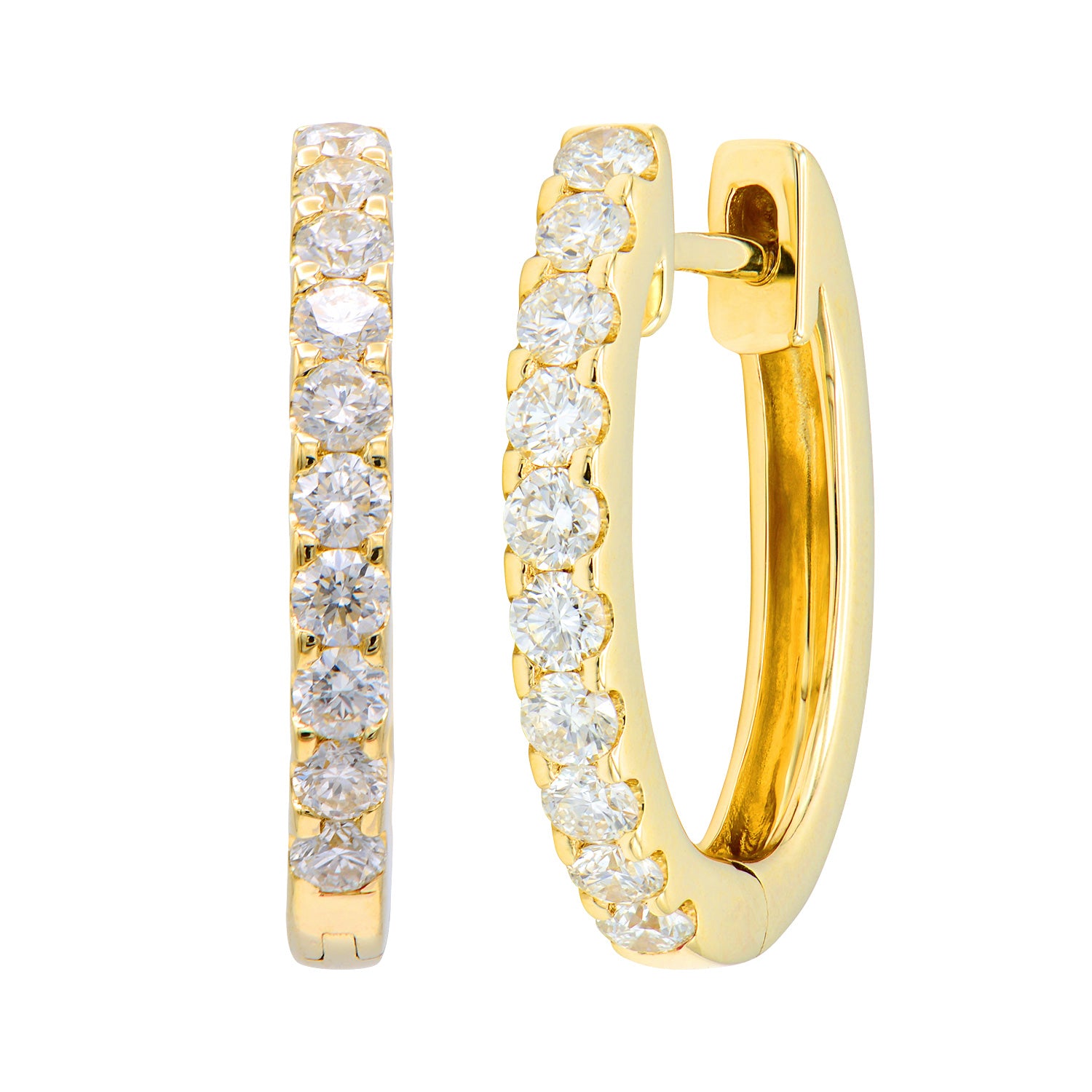 18K Yellow Gold Diamond Huggies Earrings, 0.53ct