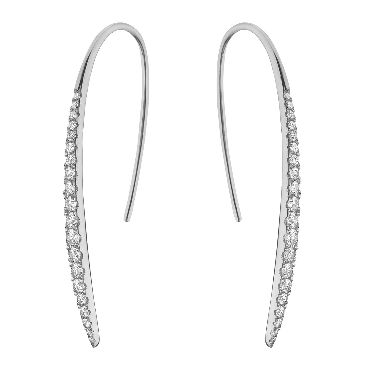 14K White Gold Diamond Hook Earrings