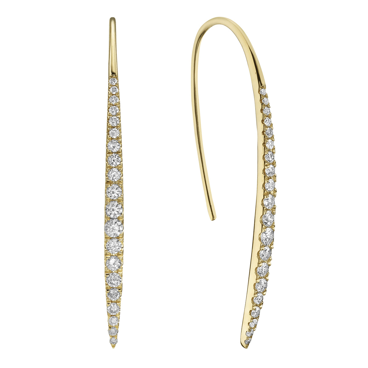 14K Yellow Gold Diamond Hook Earrings