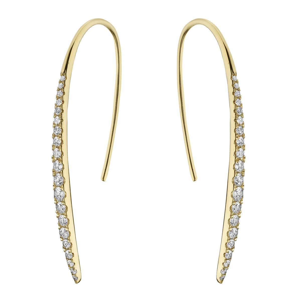 18K Yellow Gold Diamond Hanging Earrings, 0.58ct