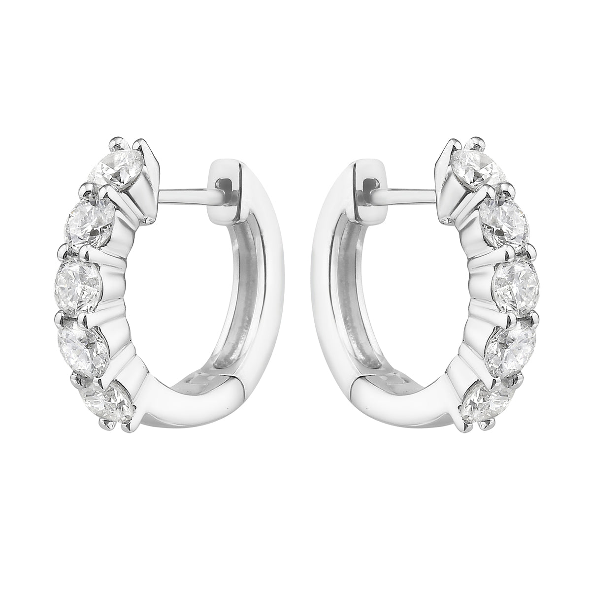 14K White Gold Diamond Hoop Earrings - Large, 0.96ct