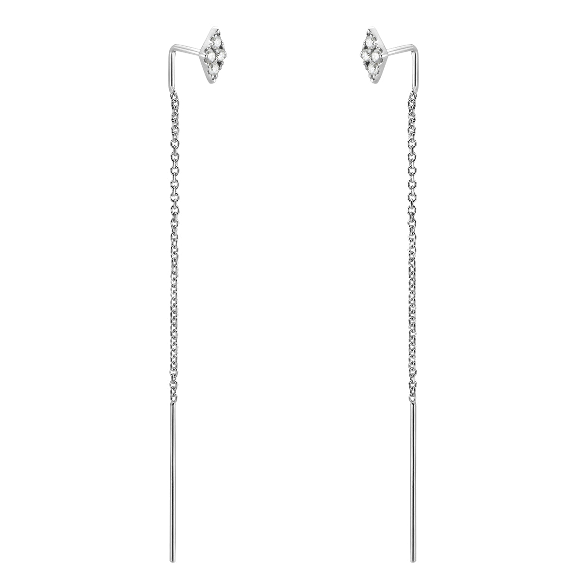 18K White Gold Diamond Hanging Earrings, 0.14ct
