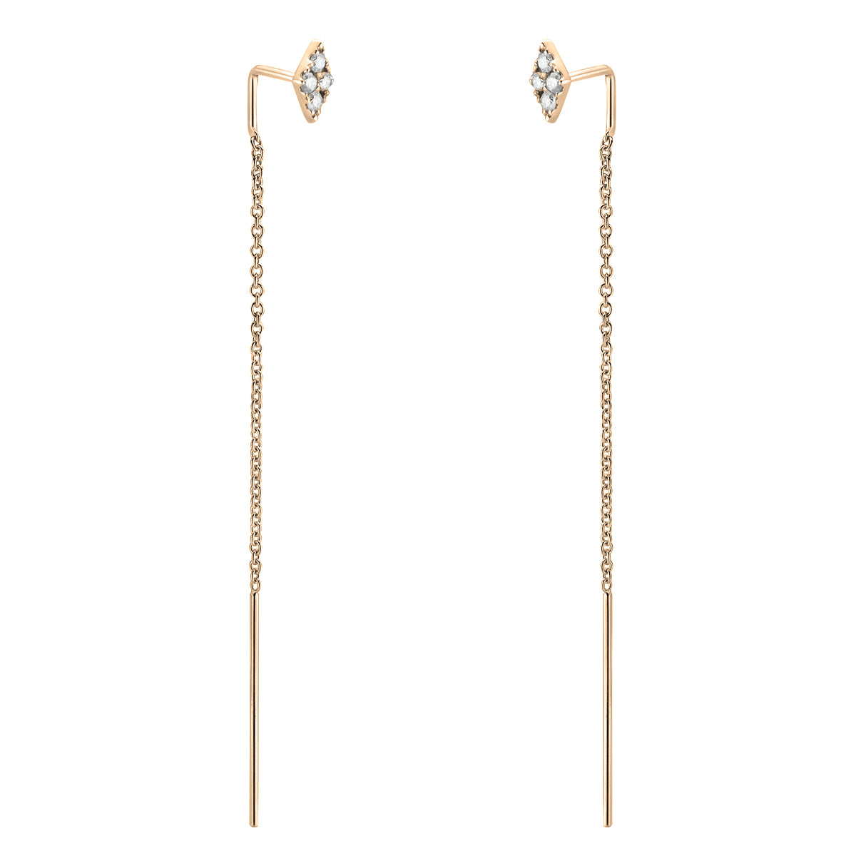 18K Yellow Gold Diamond Hanging Earrings, 0.14ct