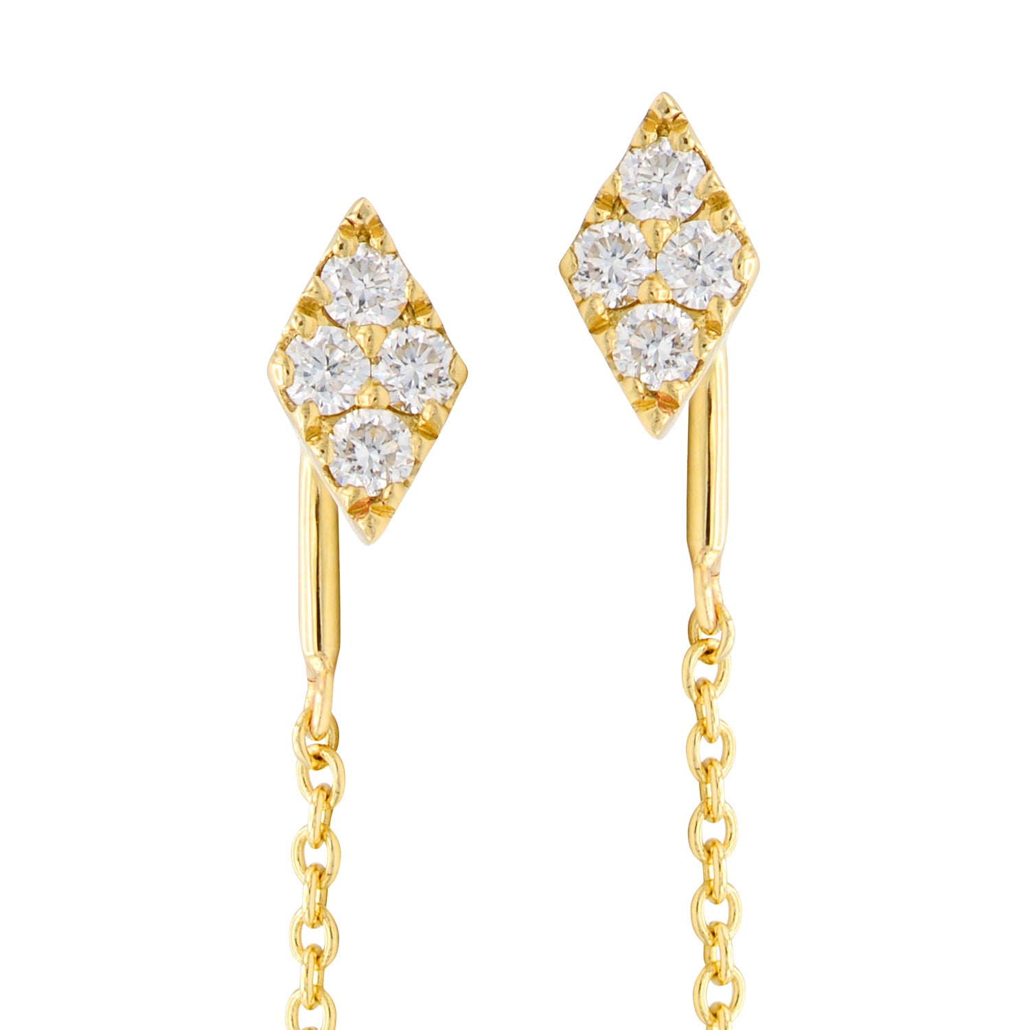 14K Yellow Gold Diamond Threaders, 0.14ct