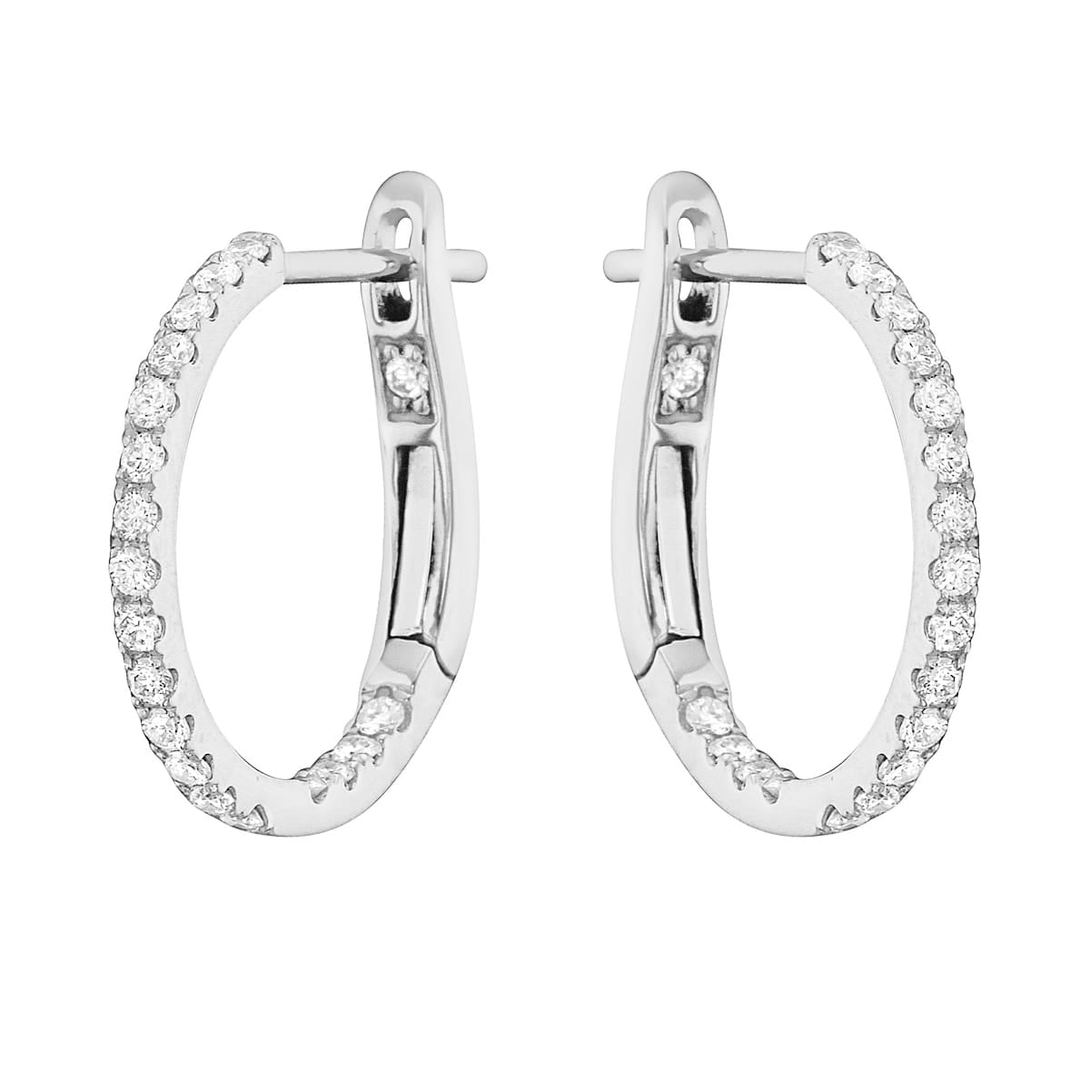 14K White Gold Classic Round Huggies - Small, 0.31ct