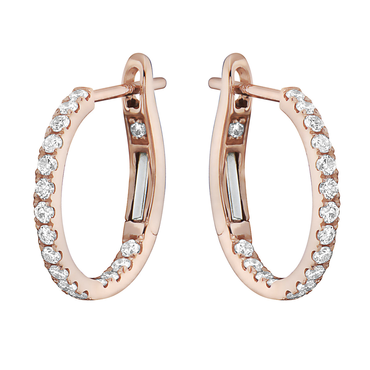 14K Rose Gold Classic Round Huggies - Medium, 0.41ct