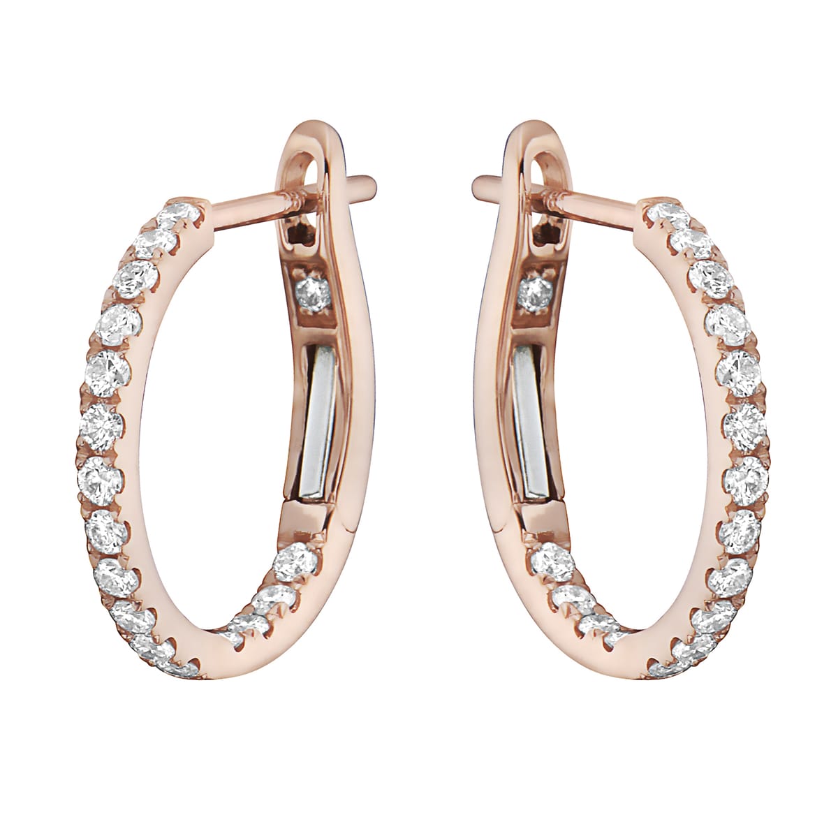 14K Rose Gold Classic Round Huggies - Medium, 0.41ct