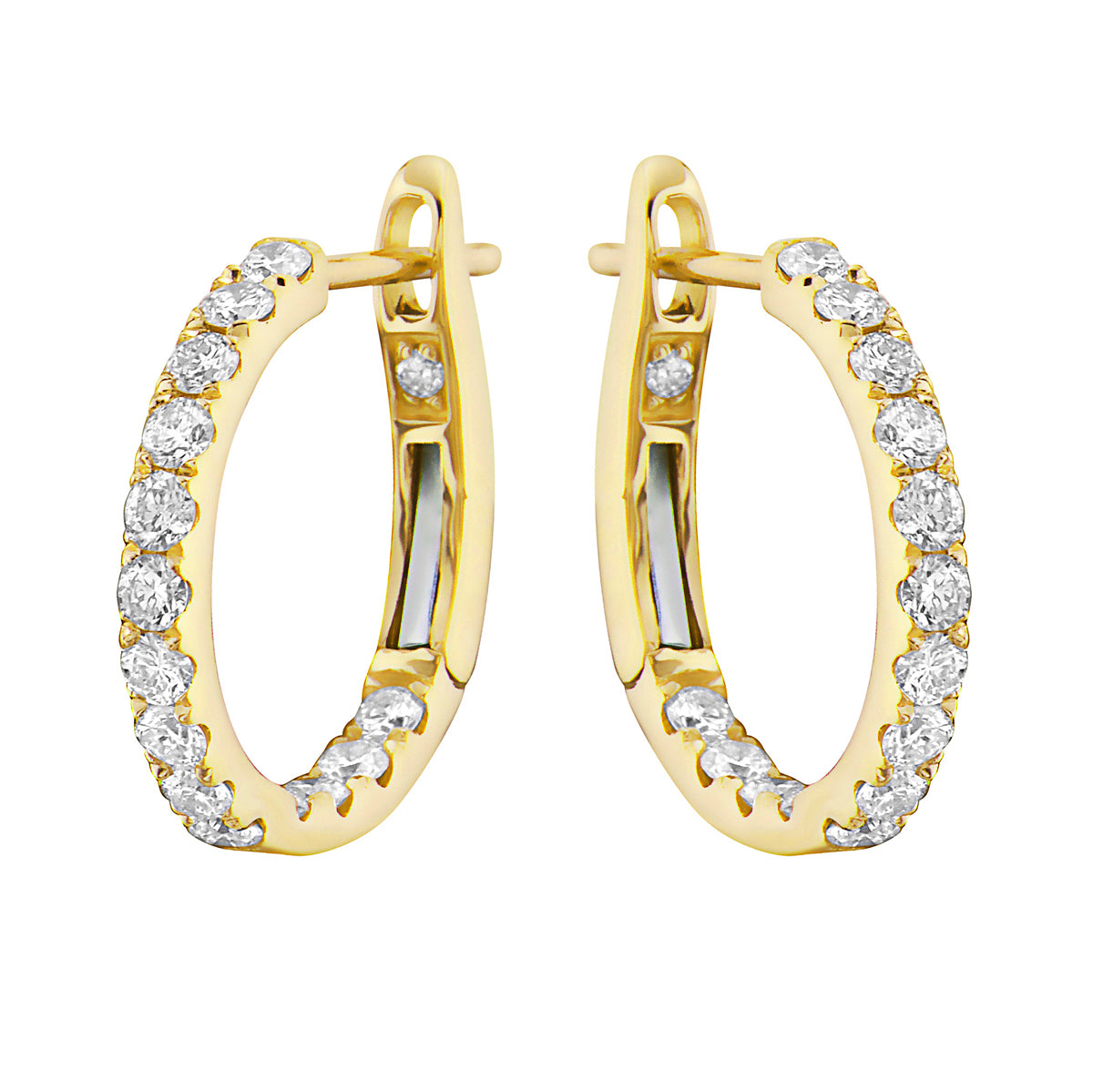 14K Yellow Gold Classic Round Huggies - Large, 0.62ct