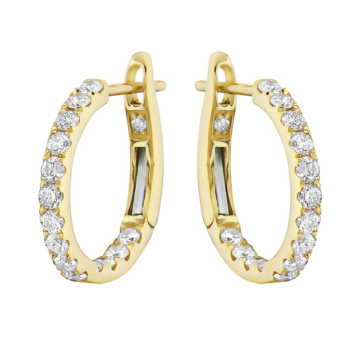 14K Yellow Gold Classic Round Huggies - Large, 0.62ct