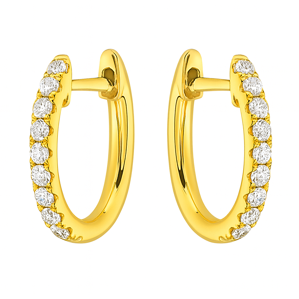14K Yellow Gold Diamond Hoop Earrings, 0.2ct