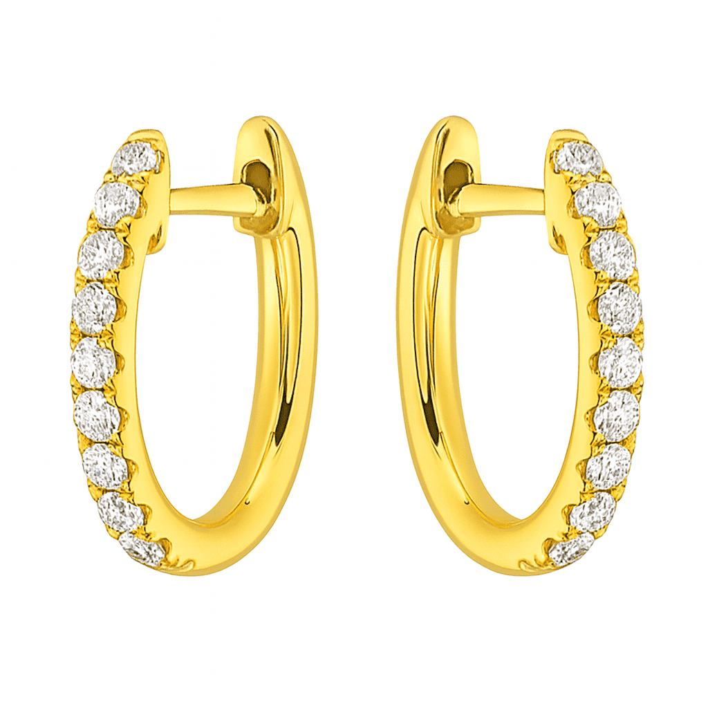 14K Yellow Gold Diamond Hoop Earrings, 0.2ct
