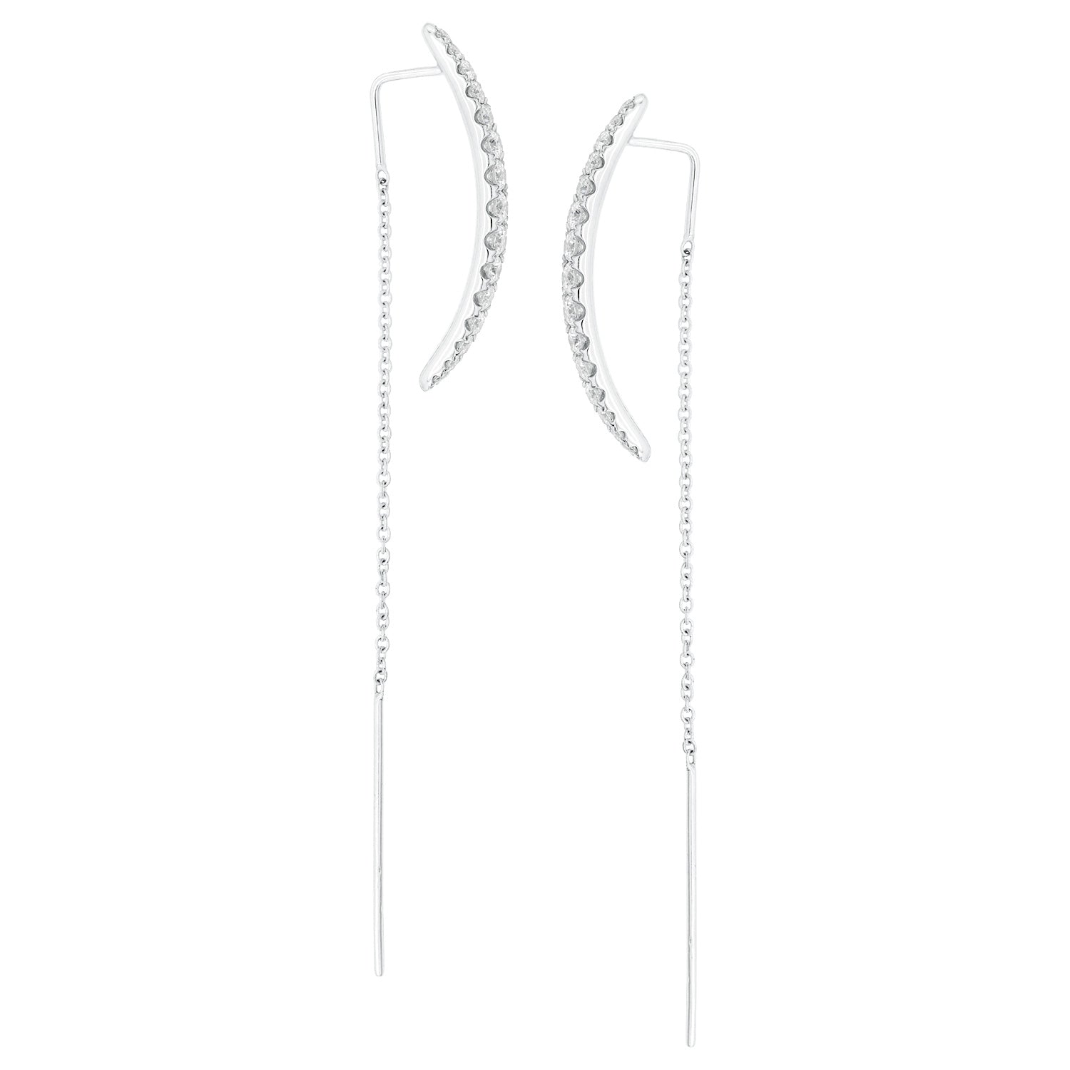 14K White Gold Cresent Threaders, 0.72ct