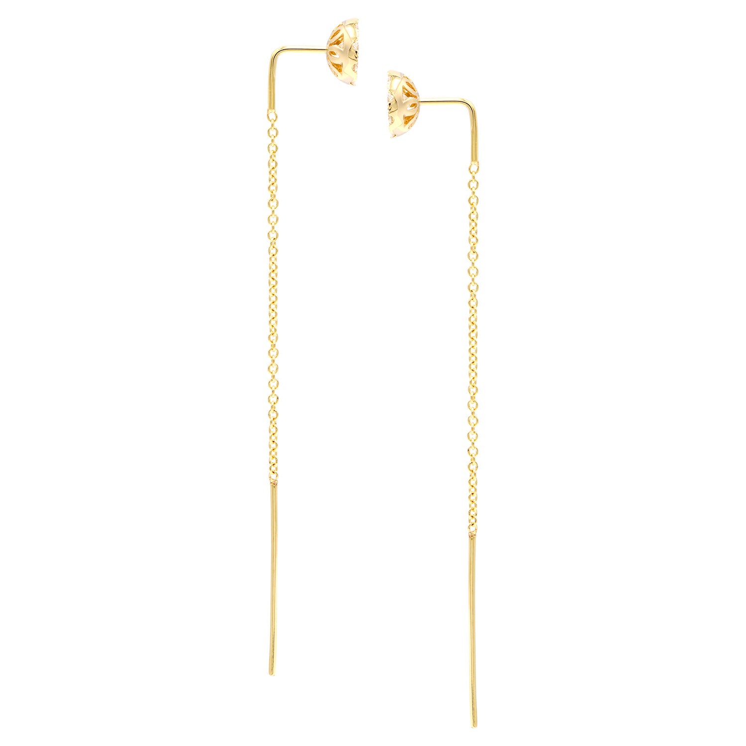 14K Yellow Gold Round Cluster Threader, 0.76ct