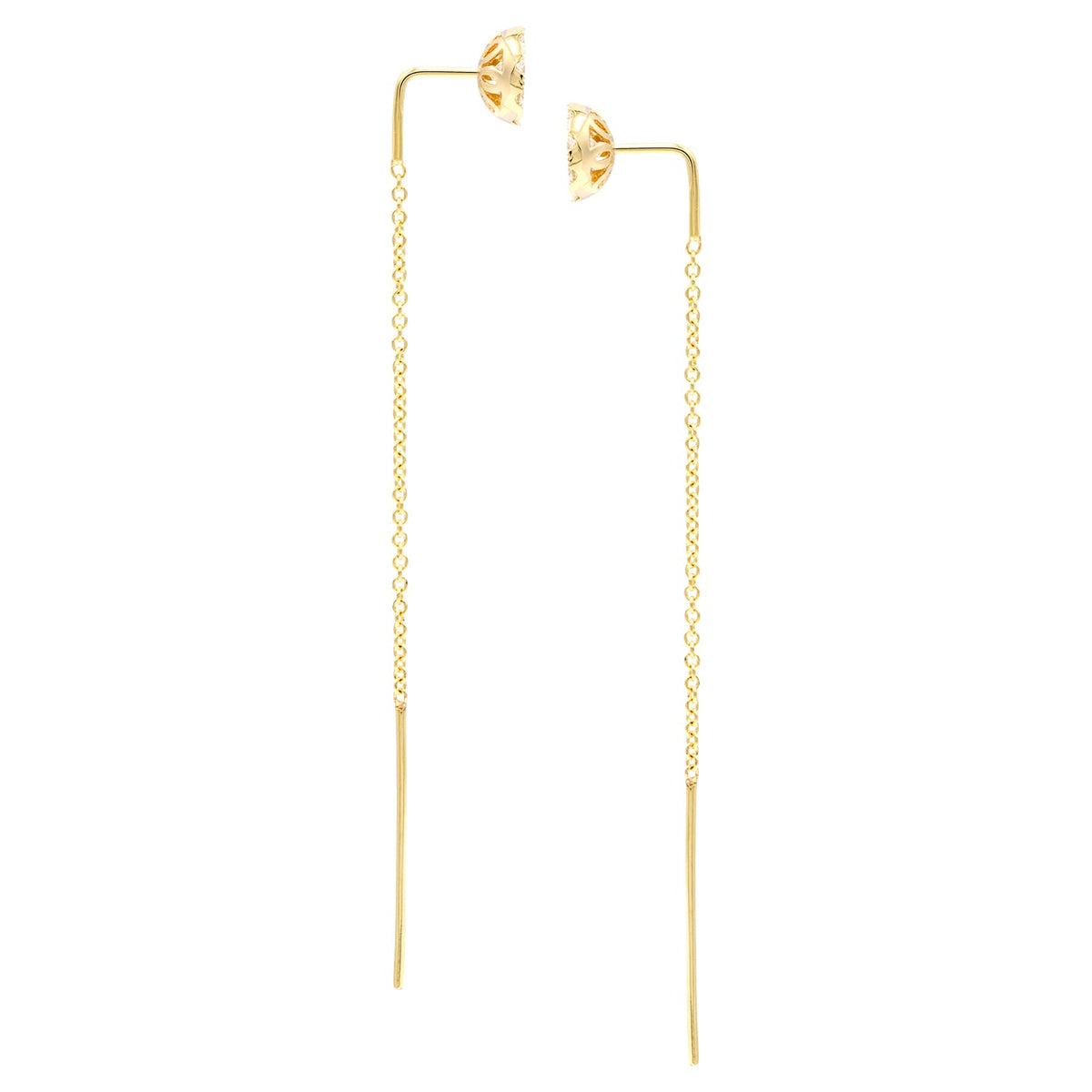 14K Yellow Gold Round Cluster Threader, 0.76ct
