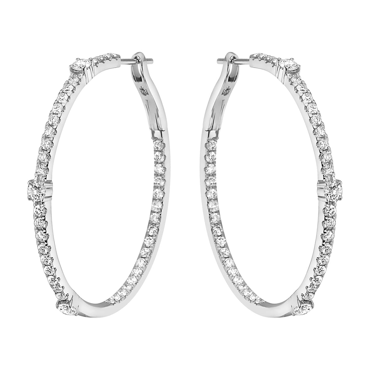 14K White Gold Diamond Accent Hoop - Large, 0.77ct