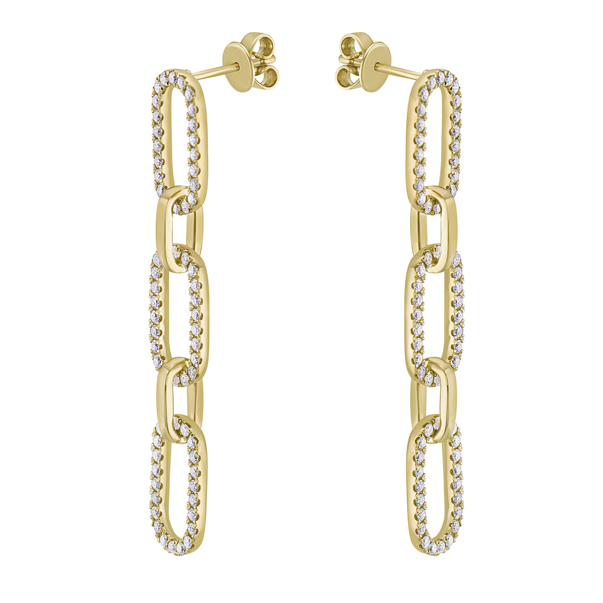 14K Yellow Gold Paperclip Diamond Dangle Earring, 0.99ct