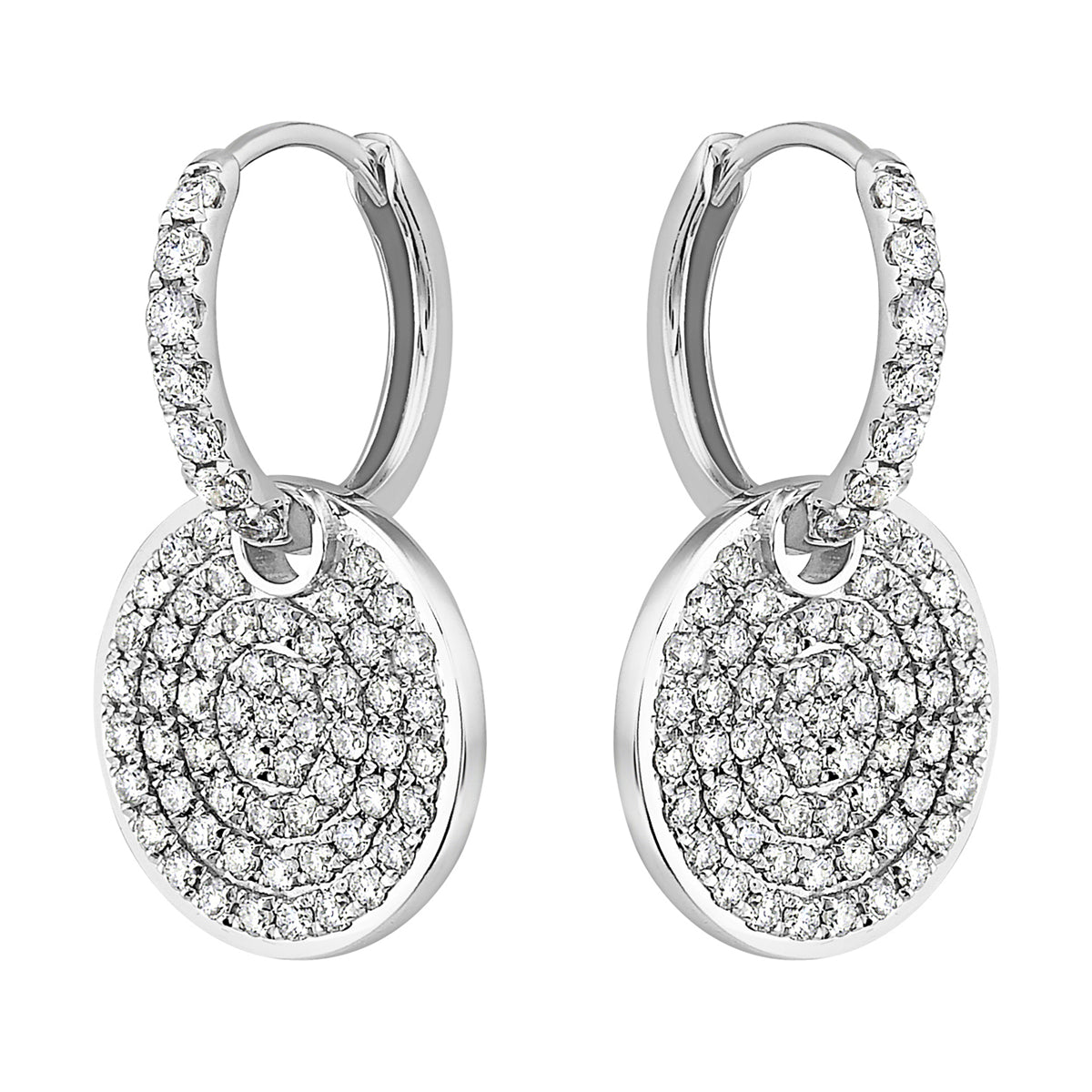 14K White Gold Disco Huggies, 0.89ct
