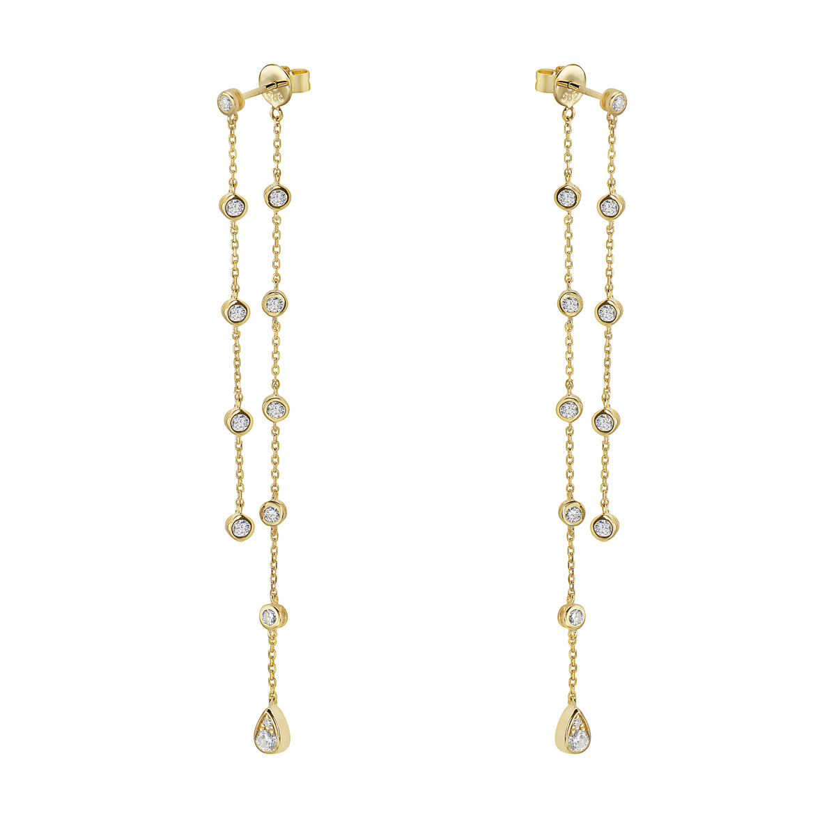 14K Yellow Gold Diamonds By The Yard Earrings, 0.86ct