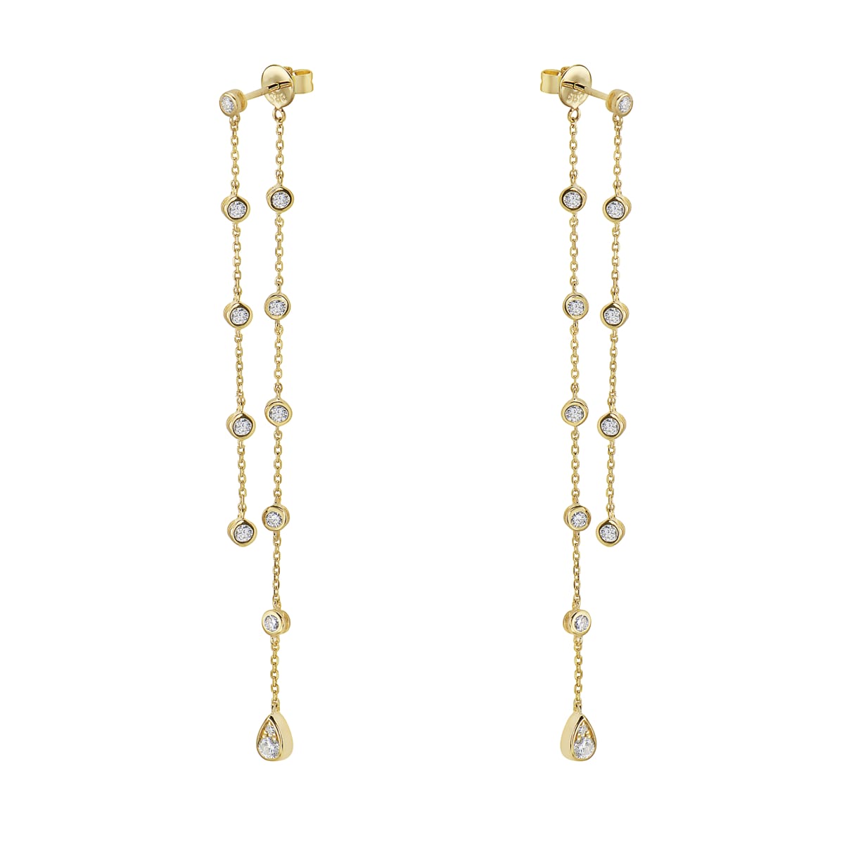 14K Yellow Gold Diamond Station Earrings, 0.86ct