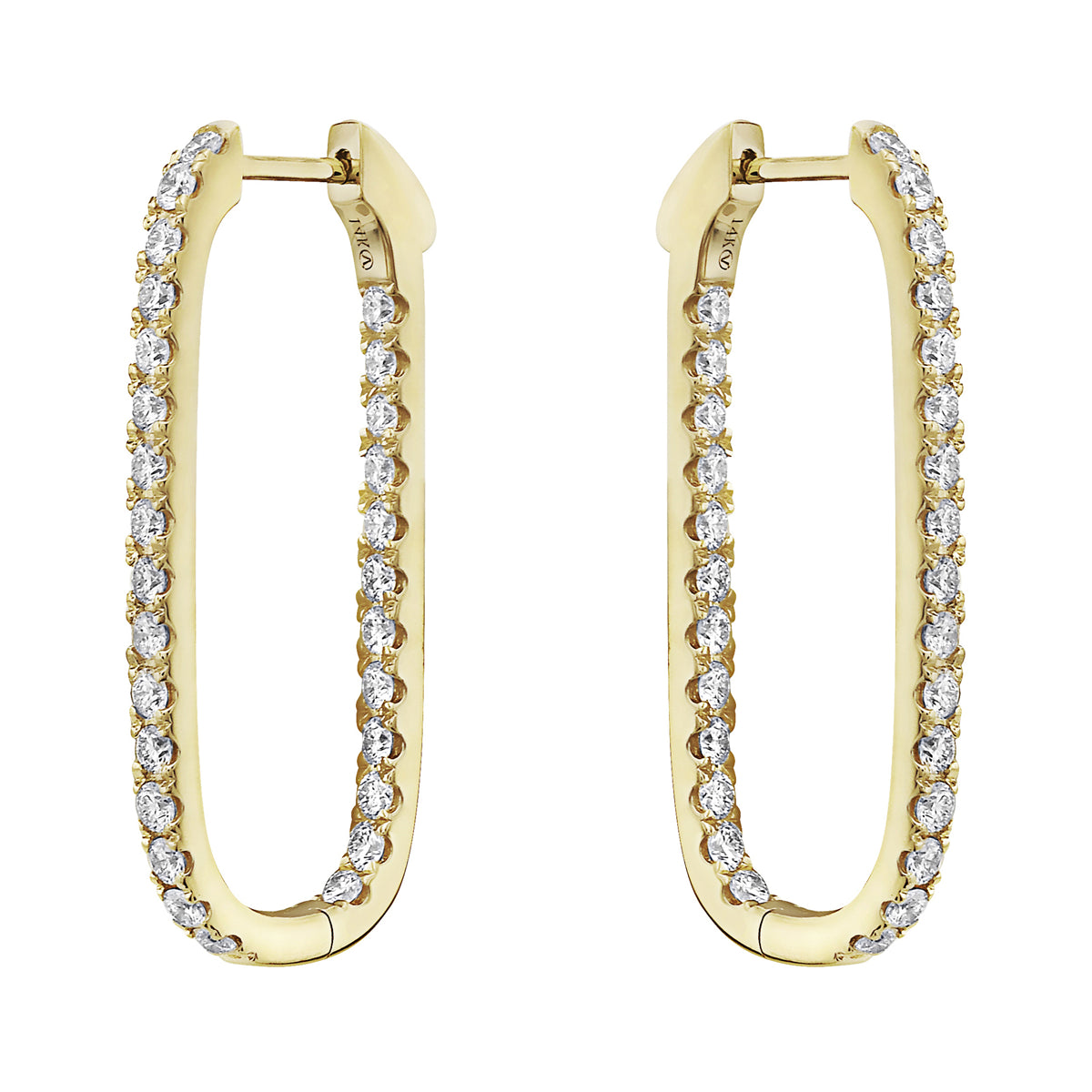 14K Yellow Gold Paperclip Hoop, 1.52ct