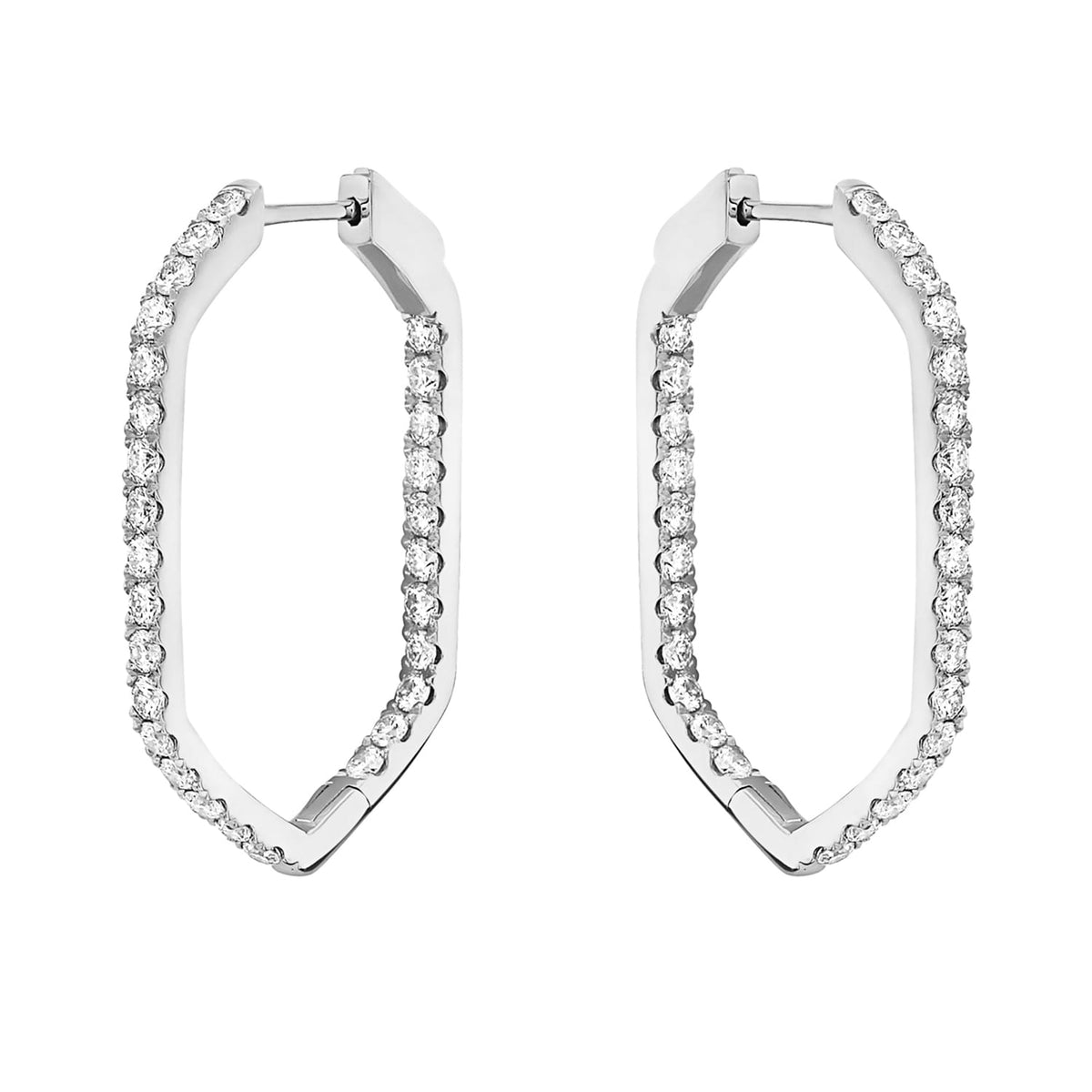 14K White Gold Polygon Hoop, 1.95ct