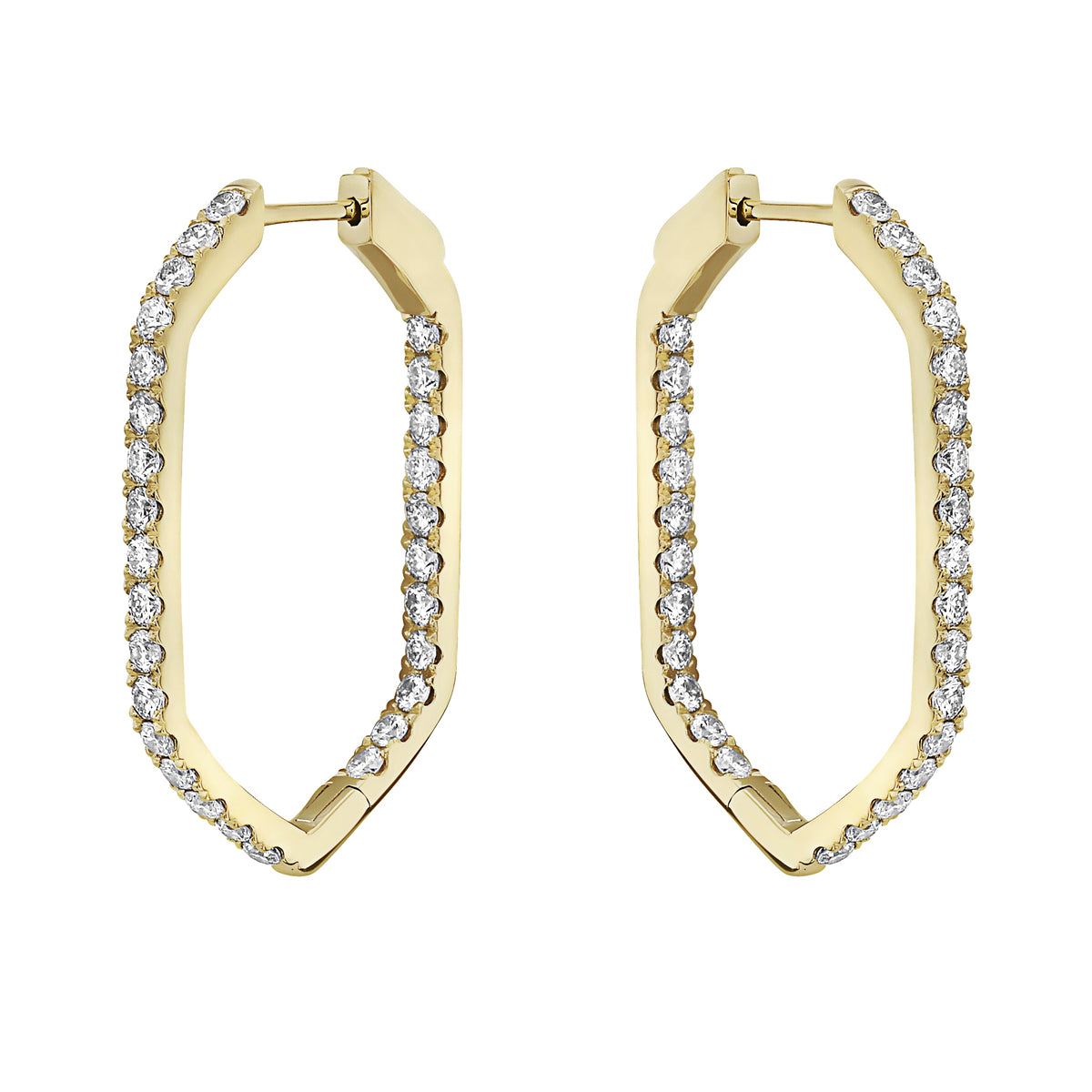 14K Yellow Gold Polygon Hoop, 1.95ct