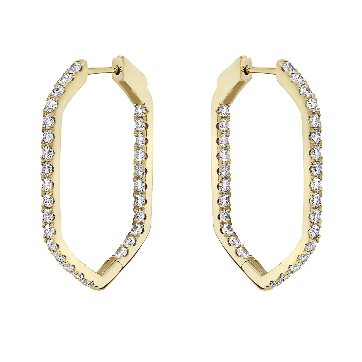 14K Yellow Gold Polygon Hoop, 1.95ct
