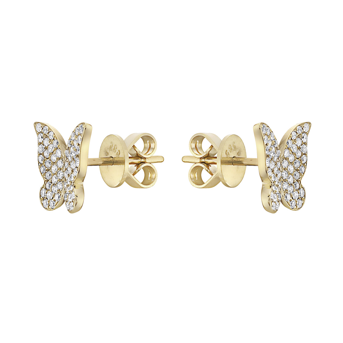 14K Yellow Gold Butterfly Stud Earrings, 0.38ct