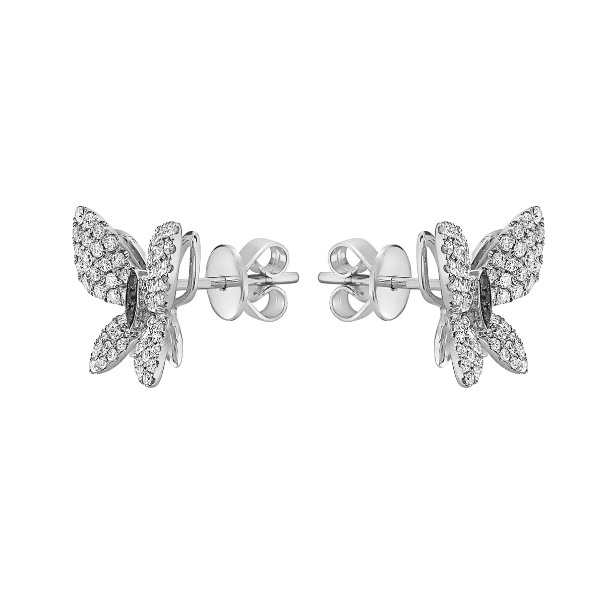14K White Gold Butterfly Stud Earrings, 0.66ct