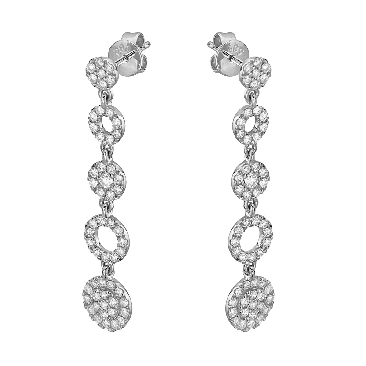 14K White Gold Eternity Earring, 0.74ct