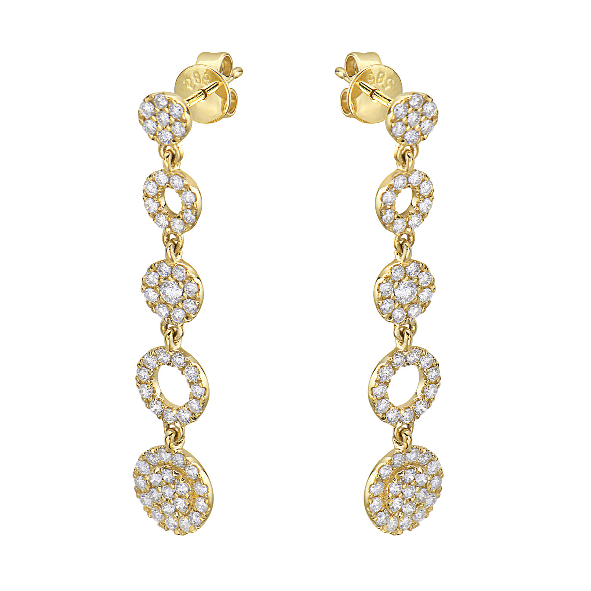 14K White Gold Eternity Earring, 0.74ct