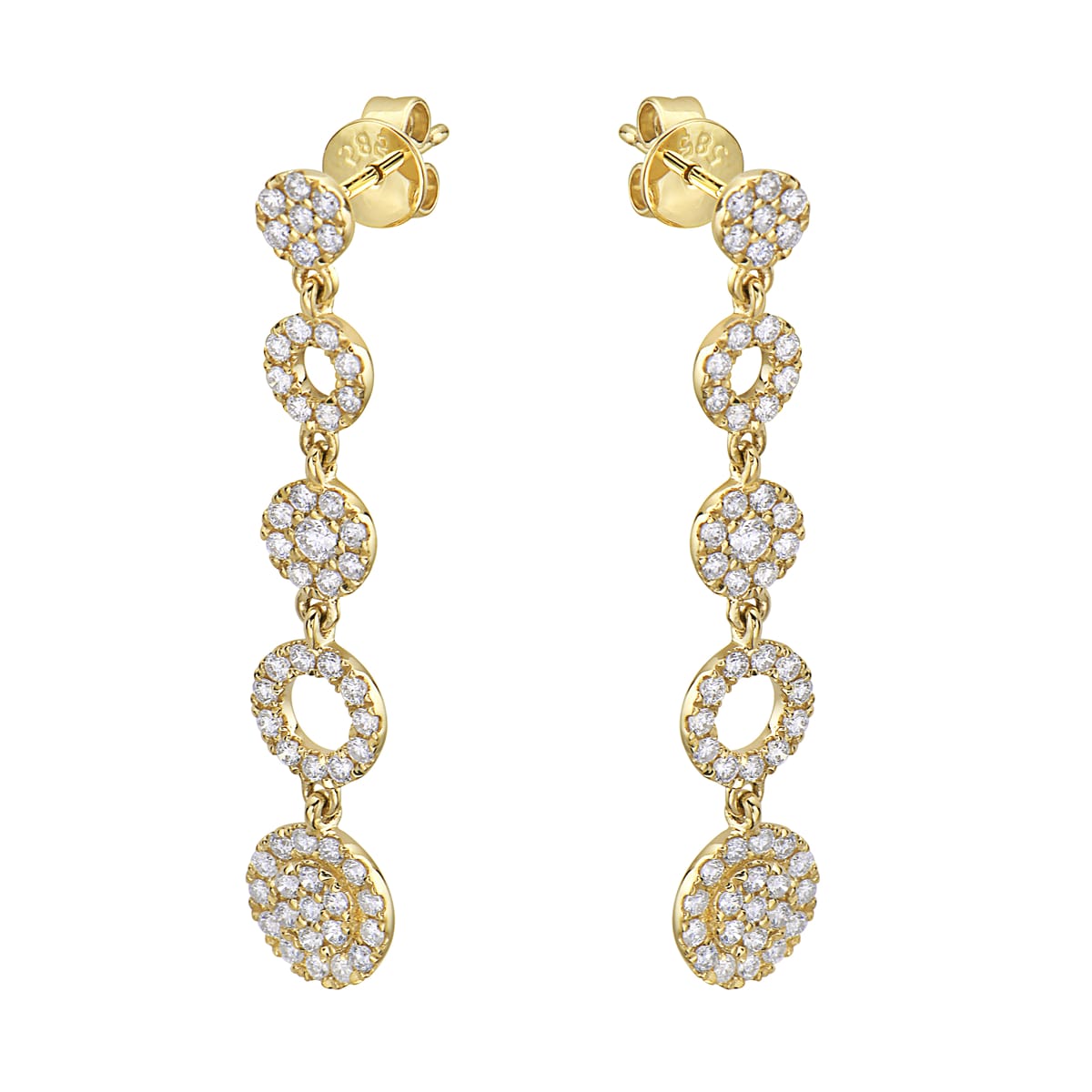 14K White Gold Eternity Earring, 0.74ct